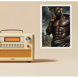 Quadro Decorativo Exu 7 Facadas 33x24cm:moldura Branca - 1 Quadro Decorativo Exu 7 Facadas 33x24cm:moldura Branca - 1