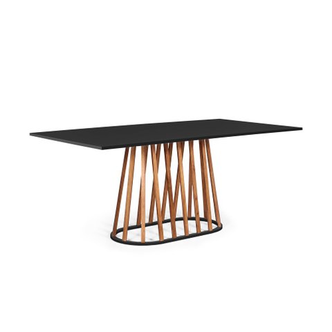 Mesa de Jantar Retangular 6 Lugares 160x90cm Base Madeira Gabi Preta - Straub Web