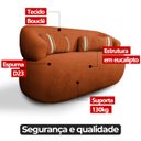 Ver imagem 5 de Poltrona Namoradeira 2 Lugares Orgânica Chloe Boucle Terracota com Almofada Plumante - Arkell
