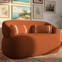 Ver imagem 1 de Poltrona Namoradeira 2 Lugares Orgânica Chloe Boucle Terracota com Almofada Plumante - Arkell