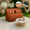 Ver imagem 3 de Poltrona Namoradeira 2 Lugares Orgânica Chloe Boucle Terracota com Almofada Plumante - Arkell