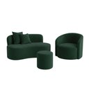 Ver imagem 2 de Conjunto 01 Poltrona + Sofá e 1 Puff Curvo Orgânico Nature Gaia Veludo Verde - Montanaris Decor