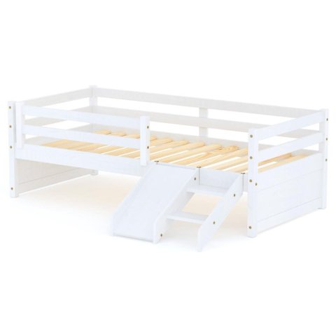Cama Solteiro Infantil Eco e Mini Escada/escorregador Branco Mobilistore