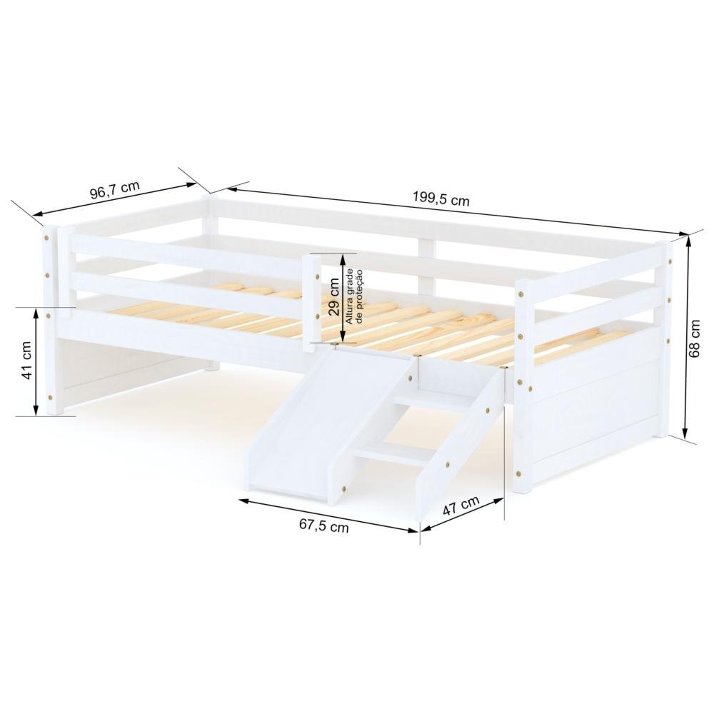 Cama Solteiro Infantil Eco e Mini Escada/Escorregador Branco Mobilistore - 2