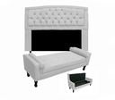 Ver imagem 1 de Jogo Cabeceira Geovana + Calçadeira Fênix King 195cm Suede Branco - LM DECOR