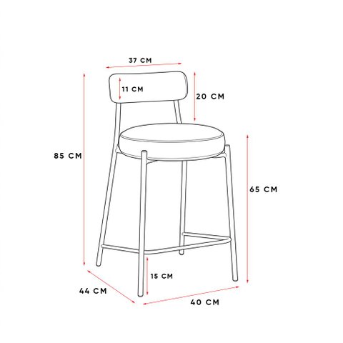 Banqueta Cozinha Média com Encosto Kit 3 Industrial Champanhe Londres PU Facto D03 - D'Rossi