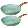 Jogo de Frigideiras Antiaderente Revestimento Cerâmica 2 Peças Sahara Chama Verde 20cm e 22cm - Casa - 1