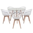 Ver imagem 2 de Kit Mesa Eames Vidro 110cm + 5 Cadeiras Web Wood - Seat&Co