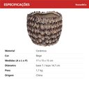 Ver imagem 6 de Vaso Decorativo de Cerâmica Bege 16x18x18cm Enfeite Sala Mesa Estante Aparador