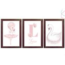 Ver imagem 3 de Quadros Decoração Quarto Menina Bailarina e Cisne com Vidro:branca