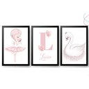 Ver imagem 2 de Quadros decoração quarto menina Bailarina e Cisne com vidro:Branca