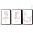 Ver imagem 2 de Quadros Decoração Quarto Menina Bailarina e Cisne com Vidro:branca