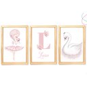 Ver imagem 4 de Quadros decoração quarto menina Bailarina e Cisne com vidro:Branca