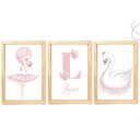 Ver imagem 4 de Quadros Decoração Quarto Menina Bailarina e Cisne com Vidro:branca