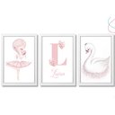 Ver imagem 1 de Quadros Decoração Quarto Menina Bailarina e Cisne com Vidro:branca