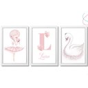 Ver imagem 1 de Quadros decoração quarto menina Bailarina e Cisne com vidro:Branca