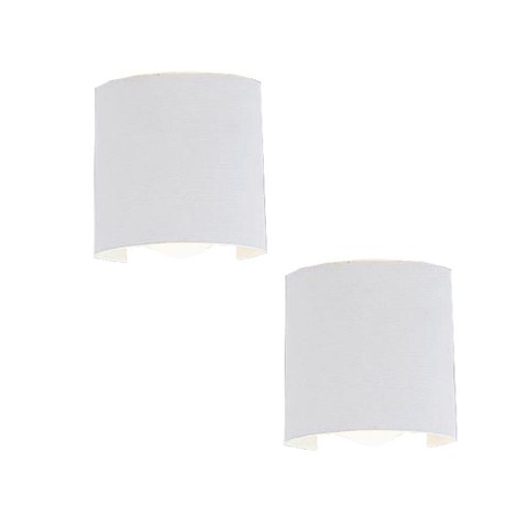 Arandela Branca Ip65 2W 3000K 7,7x8cm 2 Fachos Kit com 2