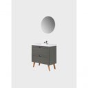 Ver imagem 5 de Gabinete para Banheiro com Cuba e Espelho Redondo 80cm Retro Mdf Verde Milano - On Móveis