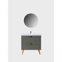 Ver imagem 4 de Gabinete para Banheiro com Cuba e Espelho Redondo 80cm Retro Mdf Verde Milano - On Móveis