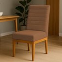 Ver imagem 1 de Cadeira de Jantar Mavie Estofada para Sala de Jantar Sofisticado Linhas Horizontais - Veludo Terraco