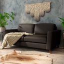 Ver imagem 1 de Sofá Sala de Estar Living 4 Lugares 280cm Presley Pés Madeira Couro Marrom G52 - Gran Belo