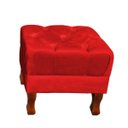 Ver imagem 1 de Puff Decorativo Retrô Luis XV Quadrado Em Capitonê Suede - Vermelho