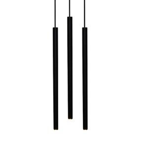 Kit com 3 Pendentes Tubo 50cm Preto para 3 Lâmpadas G9 de LED