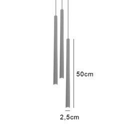 Kit com 3 Pendentes Tubo 50cm Preto para 3 Lâmpadas G9 de LED - 4