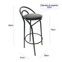 Ver imagem 4 de Jogo de Mesa Nina Bistrô Altura 92cm com Vidro + 2 Banquetas Cozinha Redonda cor Preta Poltronas do 