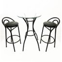 Ver imagem 1 de Jogo de Mesa Nina Bistrô Altura 92cm com Vidro + 2 Banquetas Cozinha Redonda cor Preta Poltronas do 