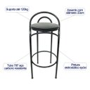 Ver imagem 2 de Jogo de Mesa Nina Bistrô Altura 92cm com Vidro + 2 Banquetas Cozinha Redonda cor Preta Poltronas do