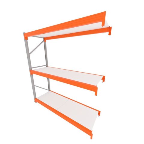 Mini Porta Pallet 200 kg por Nivel Continuação com 3 Niveis Laranja com MDF Branco