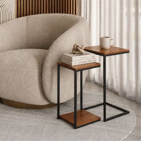 Kit Mesa Lateral ou Canto para Sala ou Auxiliar Apoio de Sofá MDP 36cm Quadrado Demolição