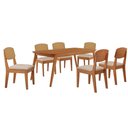 Ver imagem 5 de Mesa de Jantar Copper 180cm Tampo Mdf Laminado 6 Cadeiras Veludo Creme/naturalle/naturalle