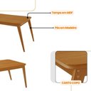 Ver imagem 3 de Mesa de Jantar Copper 180cm Tampo Mdf Laminado 6 Cadeiras Veludo Creme/naturalle/naturalle