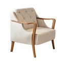 Ver imagem 1 de Poltrona Decorativa 75cm Zoe Linho Off White com Bege - Sallar Home