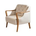 Ver imagem 6 de Poltrona Decorativa 75cm Zoe Linho Off White com Bege - Sallar Home