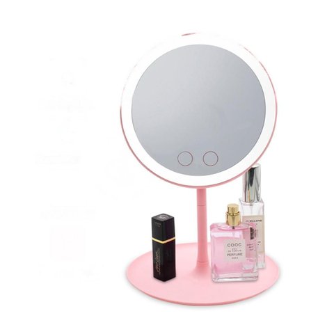 Espelho Ring Light para Maquiagem com Ventilador e Mini Espelho 5x Luminária 20cm Funções Touch
