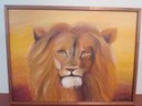 Ver imagem 1 de QUADRO EM TELA COM MOLDURA PINTADO A OLEO DE LEÃO
