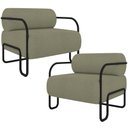 Ver imagem 1 de Kit 02 Poltronas Decorativa Pés Industrial Moscou K01 Bouclê Verde - Lyam Decor