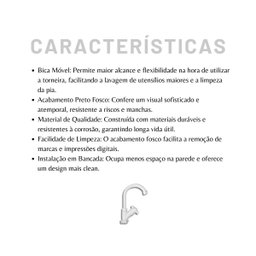 Torneira Bica Movel Bancada Simples Preta/branca - Branco - 4