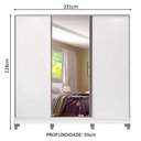 Ver imagem 4 de Guarda Roupa Casal 100% Mdf Madesa Zurique 3 Portas de Correr com Espelho com Pés - Branco