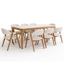 Ver imagem 2 de Mesa Retangular Tampo de Vidro Claris 180cm Ypê Off White N01 com 8 Cadeiras Nadja Linho Cru - Lyam