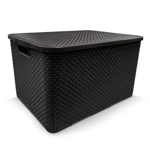 Caixa Organizadora Rattan Cesto com Tampa 7 Litros Perfeita para Ajudar na Organização da Sua Casa