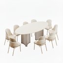Ver imagem 3 de Conjunto Sala de Jantar Liz Tampo Elipse com Vidro Orgânico 218cm com 8 Cadeiras Vitta Bege/Off White/Perola