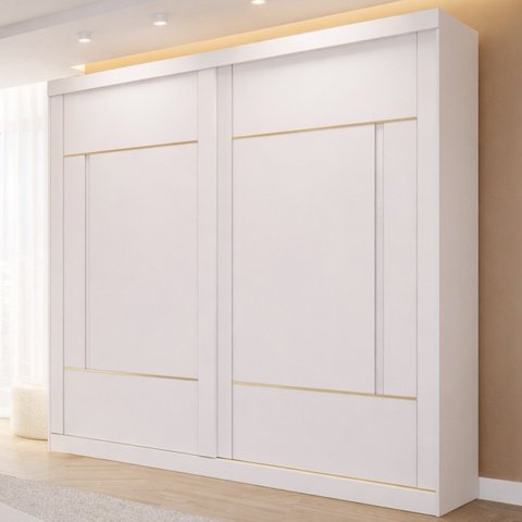 Guarda-Roupa Casal 2 Portas de Correr 229cm MDF Talin Branco