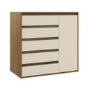 Ver imagem 1 de Cômoda 5 Gavetas 1 Porta Multiuso Mdf Select Belmax:freijó/off White