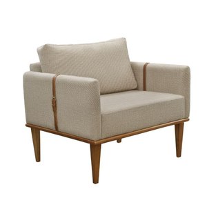 Poltrona Milla Luxo Madeira Maciça Castellar Móbile Linho Bege Claro Linho Bege Claro