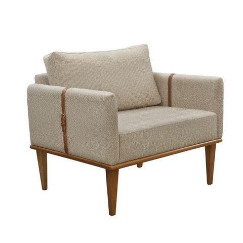 Poltrona Milla Luxo Madeira Maciça Castellar Móbile Linho Bege Claro Linho Bege Claro