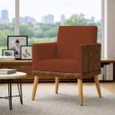 Ver imagem 1 de Poltrona Decorativa Lis para Sala Quarto Recepção Suede Corino Assento Confortável Pé Palito